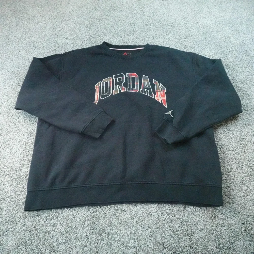 Jordan Sweatshirt Mens XL Black Logo Crewneck Pullover Fleece Jumpman Basketball